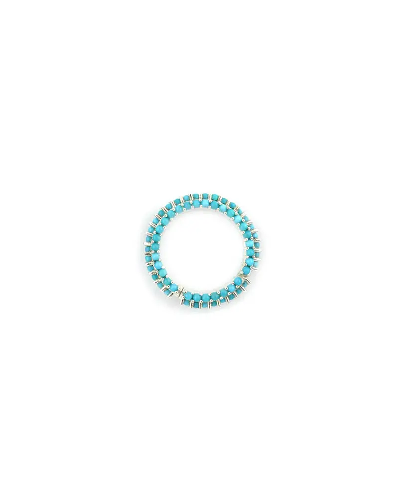 17Mm Sterling Silver Dotted Turquoise Lock Clasp 1
