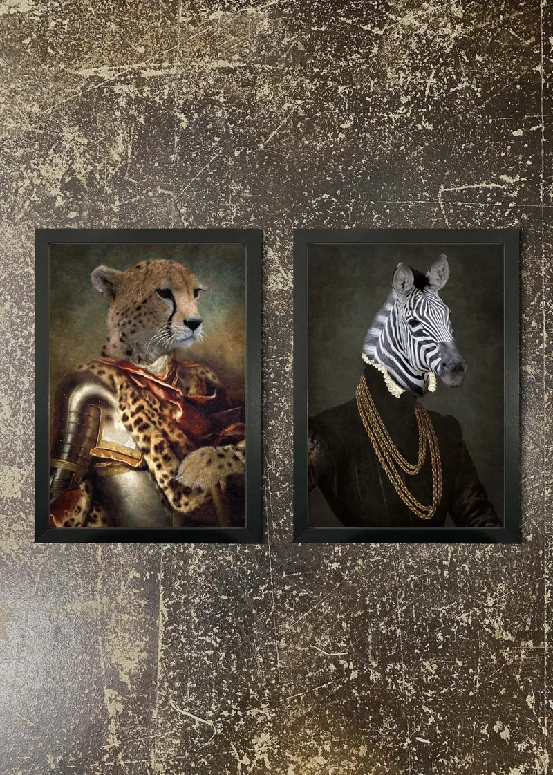 2-Print Safari-Inspired Duo – Cheetah & Zebra Wall Art 1