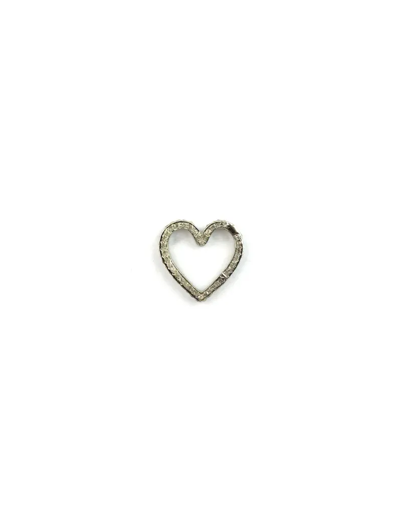 20Mm Diamond-Accented Silver Heart Lock Connector 1