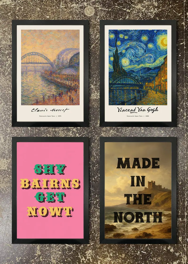 4-Print Art-Inspired Regional Set – Monet, Van Gogh, Shy & Made In North Prints 1