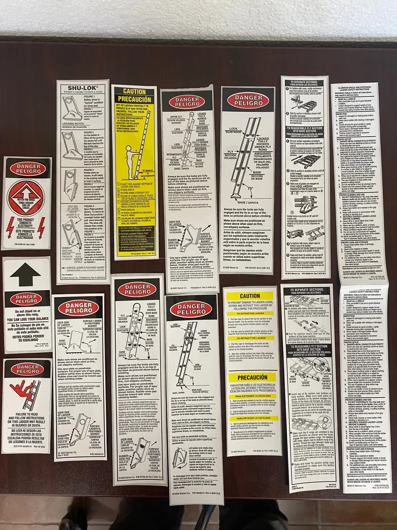 Aluminum Extension Ladder Safety Label Kit – Includes Height, Load, And Usage Warnings 1