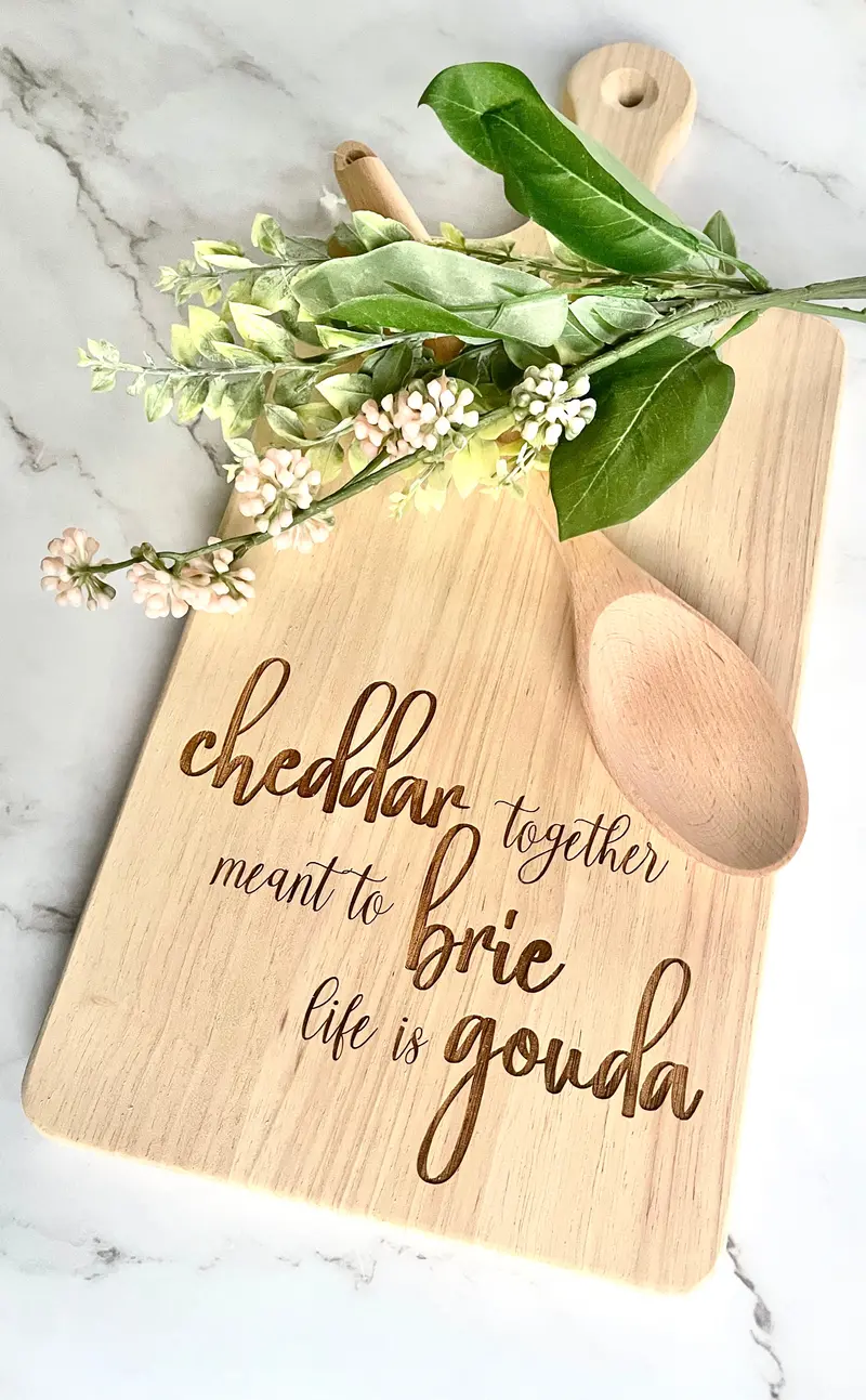 'Cheddar Together' Marble Board – Rustic Charcuterie & Serving Platter 1