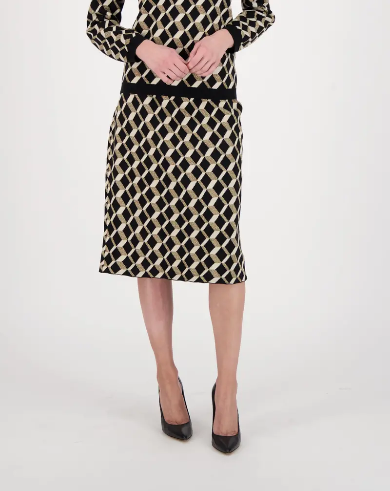 Chevron Jacquard Stretch Jersey Midi Skirt 1