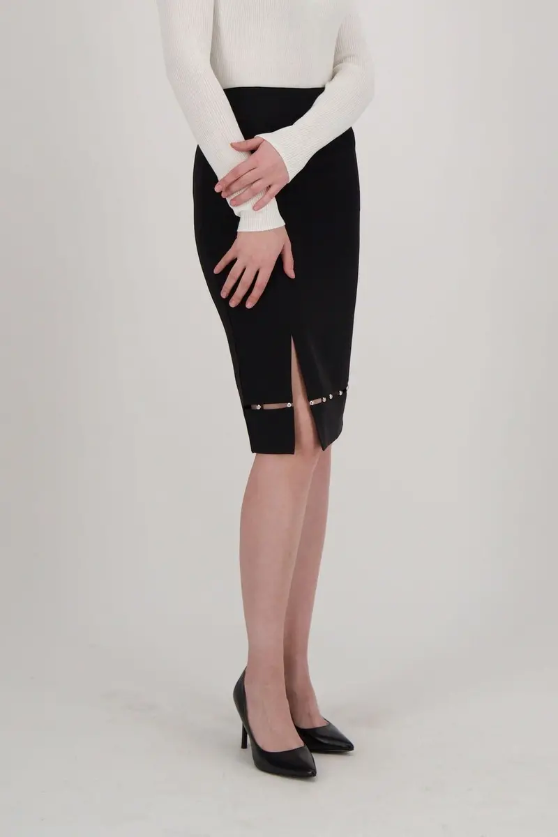 Contemporary Straight Skirt With Peekaboo Hem Detail 1
