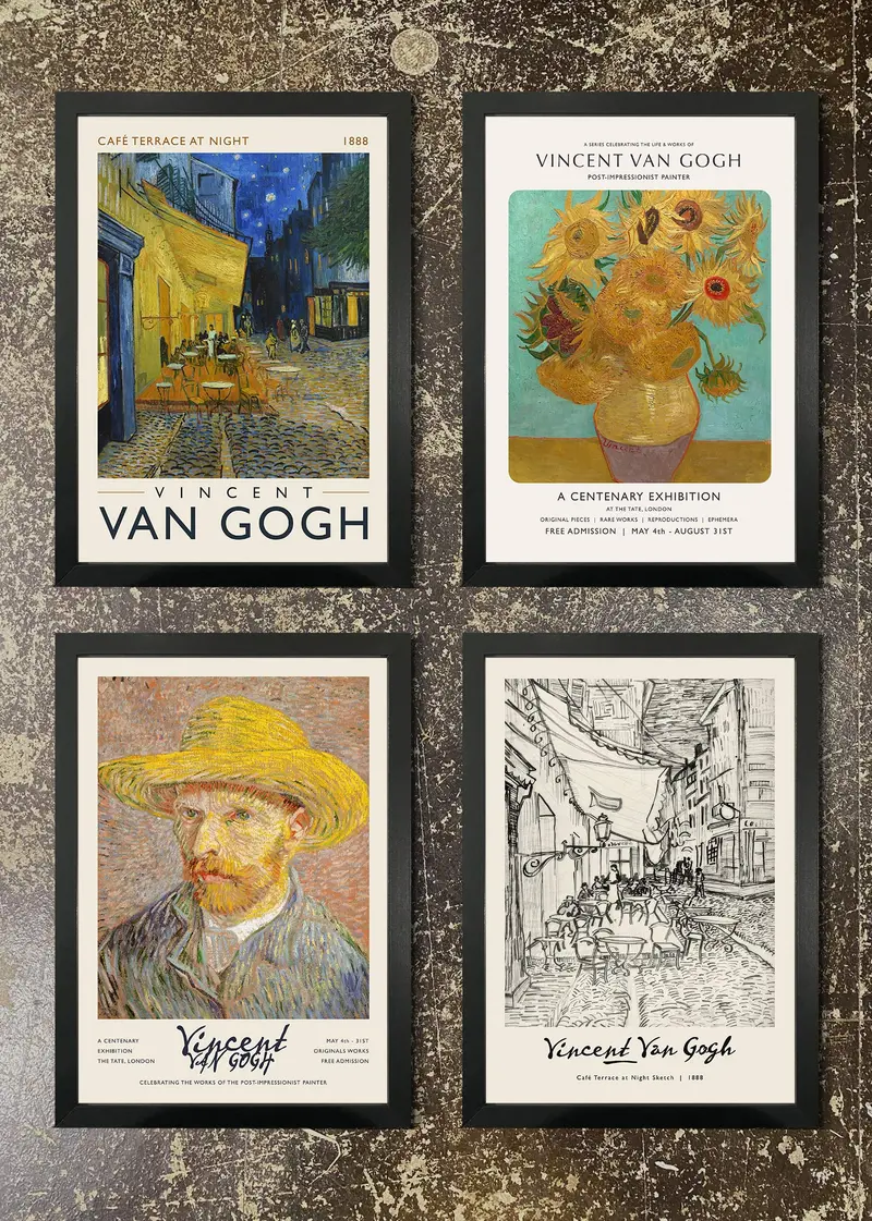 Four Vincent Van Gogh Inspired Art Prints With Frames 1