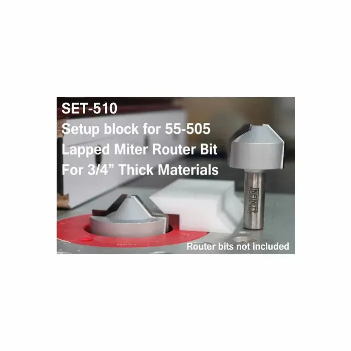 Infinity Tools Setup Block For Lapped Miter Router Bit Set (Model 55-505, 3/4" Material) 1