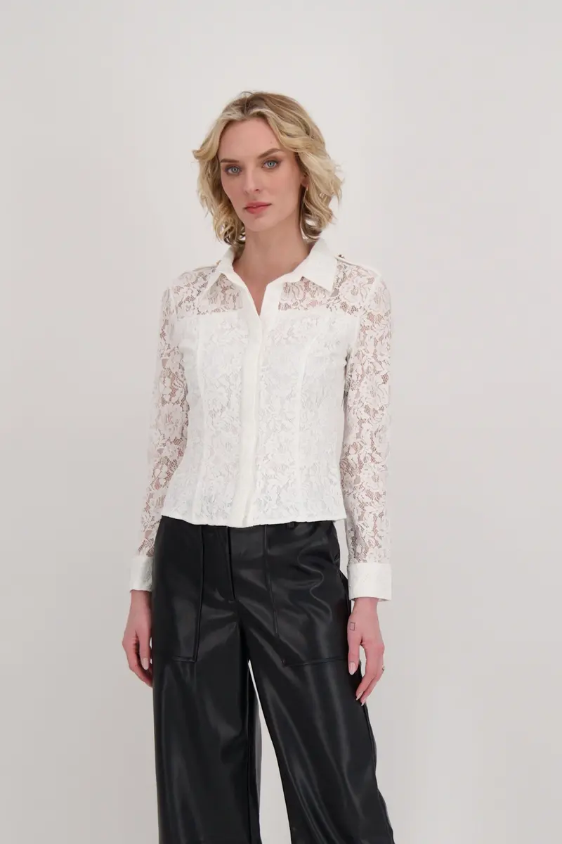 Lace-Trimmed Button-Front Cotton Shirt 6