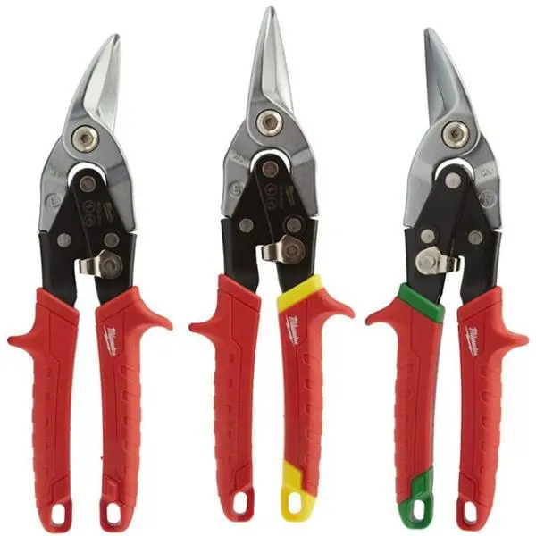 Milwaukee 3-Piece Aviation Snips Set – Stainless Steel, Color-Coded For Sheet Metal Cutting 1