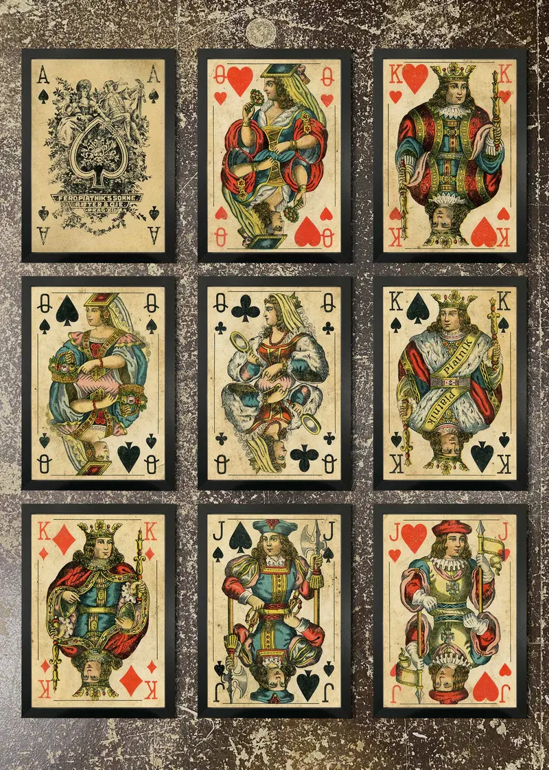 Playing Cards Art Collection – 9 Framed Prints 1