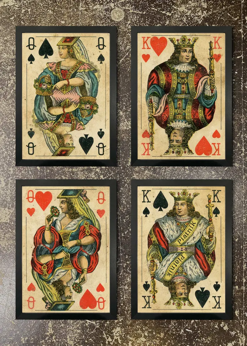 Playing Cards Vol. 2 – 4 Framed Illustrative Prints 1