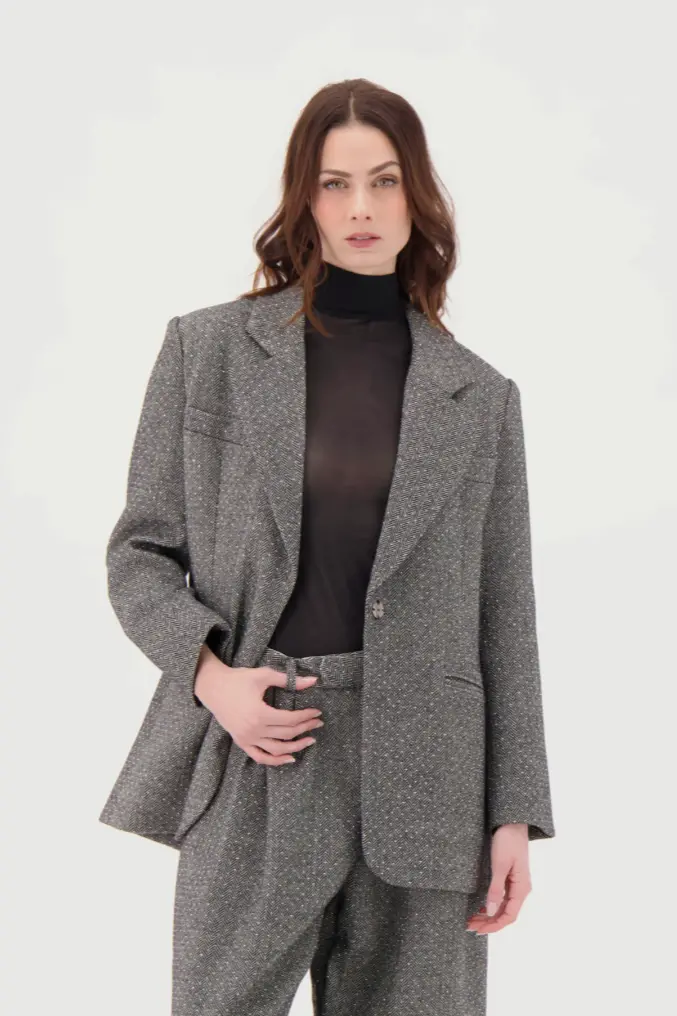 Sparkle-Thread Boyfriend-Style Blazer 1