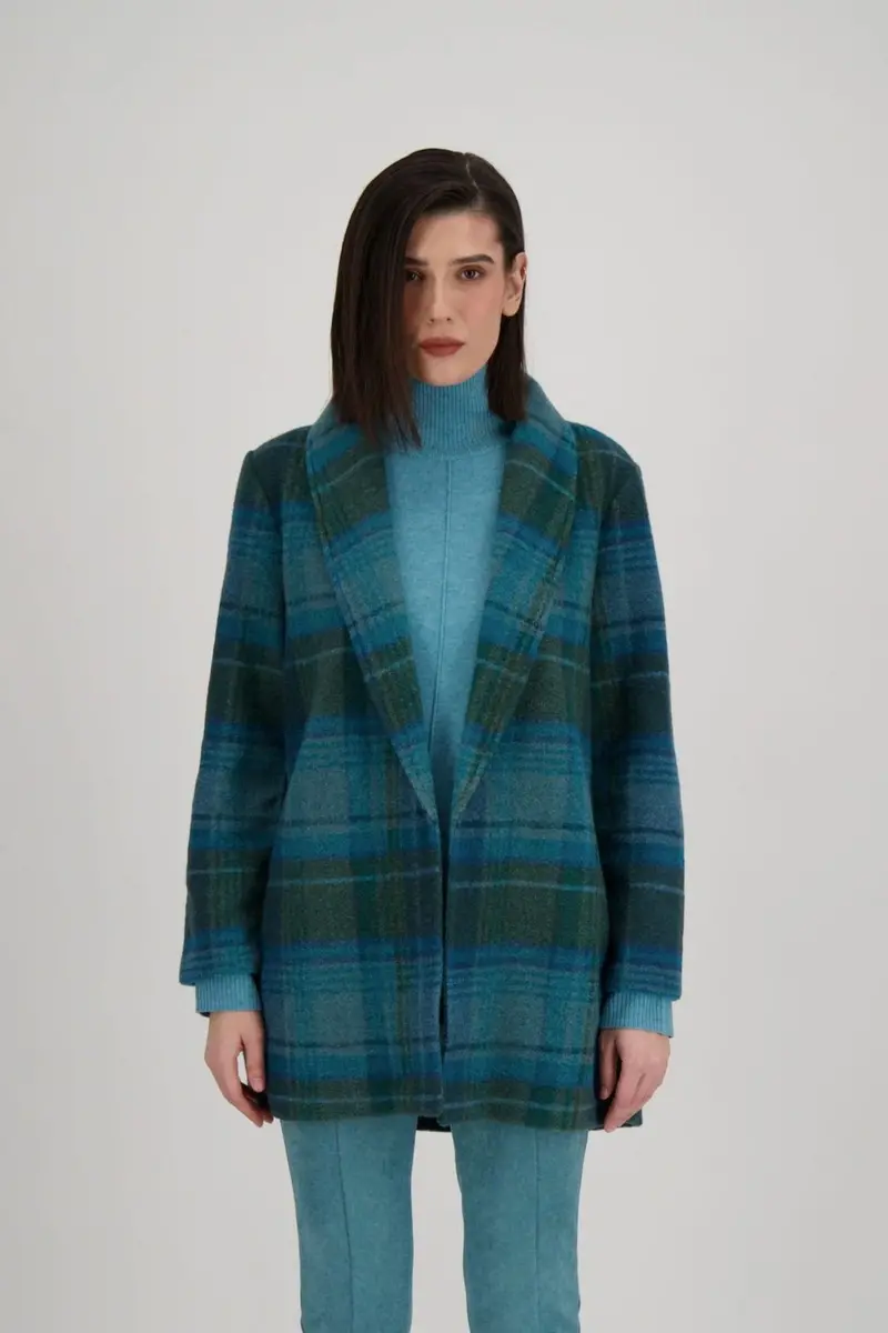 Wool-Blend Plaid Tailored Blazer 1